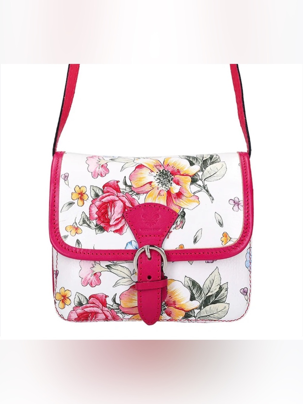 Pink and white floral crossbody bag Gregorio 112 FL